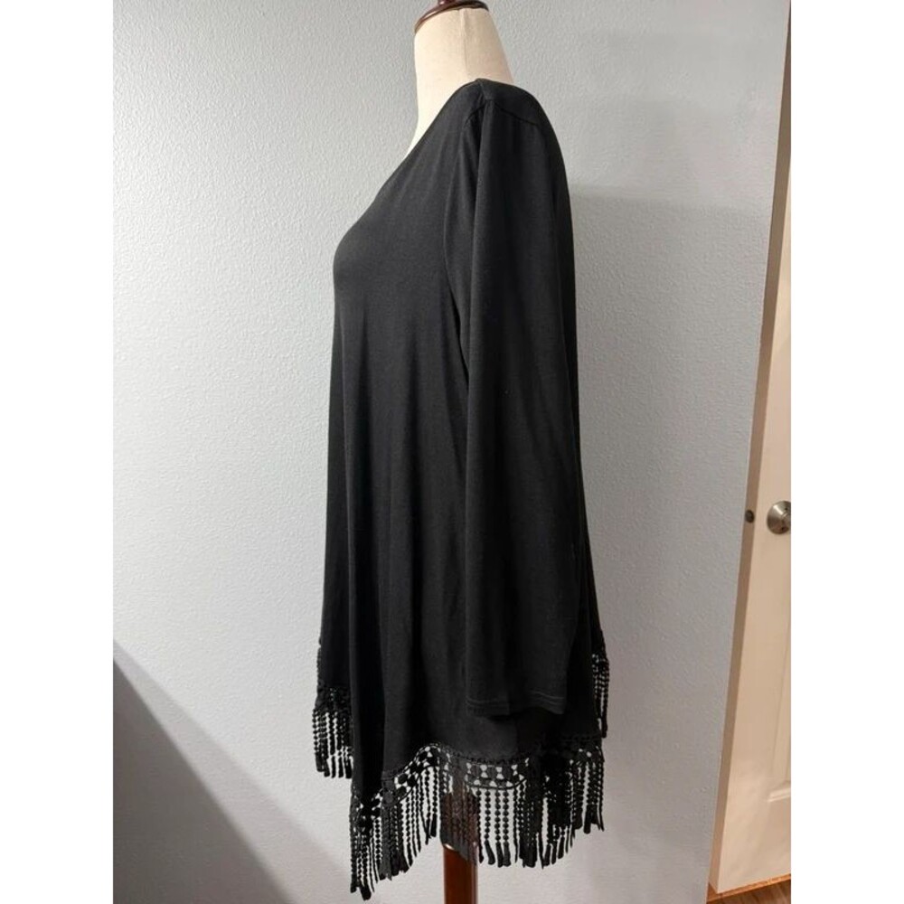 BloomChic Black WhimsyGoth Fringe Hem Tunic with Pockets | Size 14–16 - Picture 2 of 4